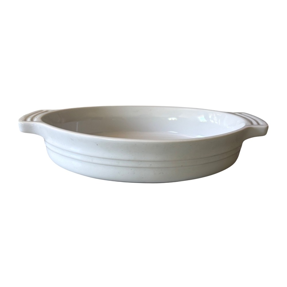 Le Creuset Heritage White Collection Stoneware Oval 11" Augratin Dish France